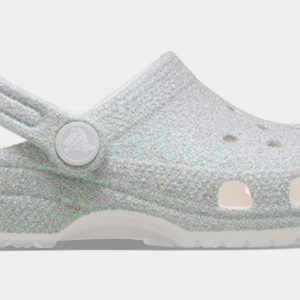 Classic Clog Iridescent Glitter Infant Toddler Sandals (White)