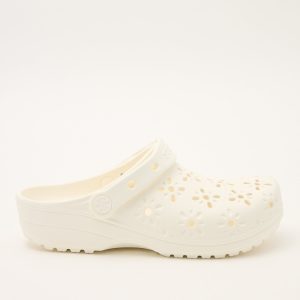 Crocs Classic Floral Cut Out Clog White