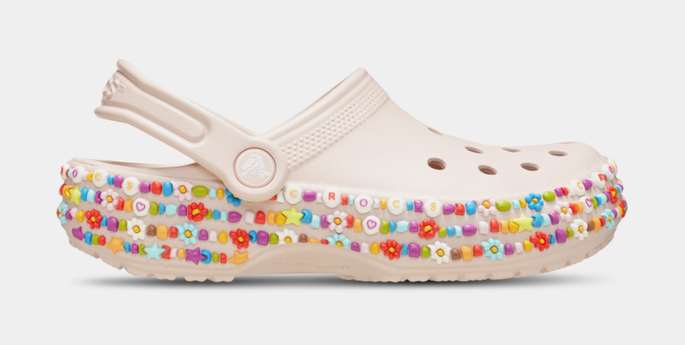 Classic Clog Beaded Band Grade School Sandals (Pink)