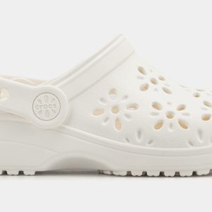 Classic Clog Floral Cut Out Preschool/Grade School Sandals (White)