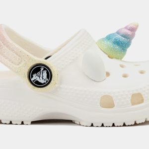 I Am Rainbow Unicorn Classic Clog Infant Toddler Sandals (White)