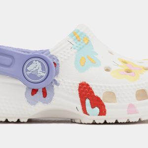 Classic Clog Butterfly Infant Toddler Sandals (White/Purple)