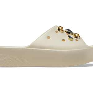 Crocs Unisex Classic Platform Crystals Pearls Slide - Vanilla
