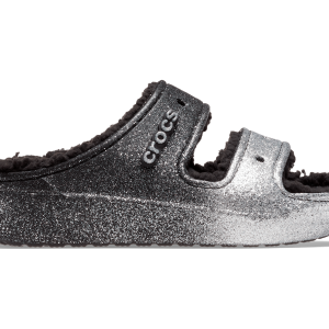 Crocs Unisex Classic Cozzzy Glitter Sandal - Black / Silver