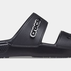 Classic Double Band Slide Mens Sandals (Black)